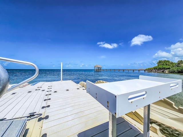 view of dock featuring a water view