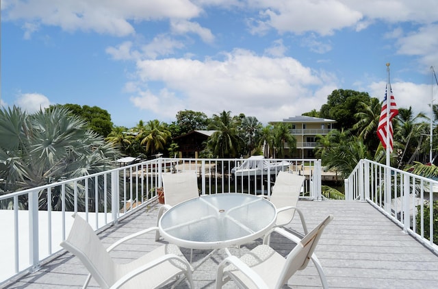 wooden deck with a water view