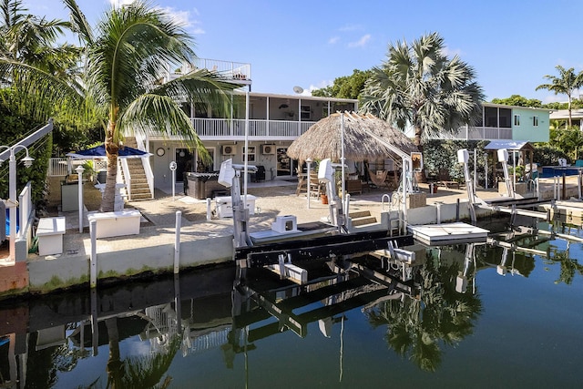 view of dock featuring a water view