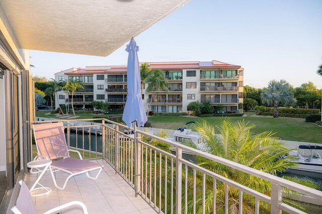 balcony with a water view