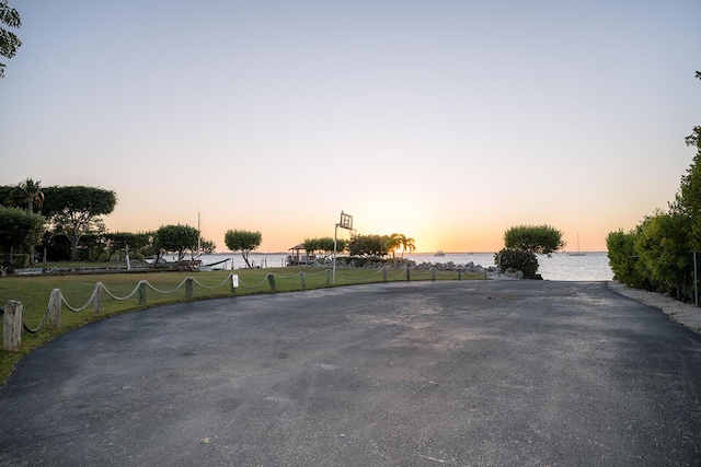 view of street featuring a water view