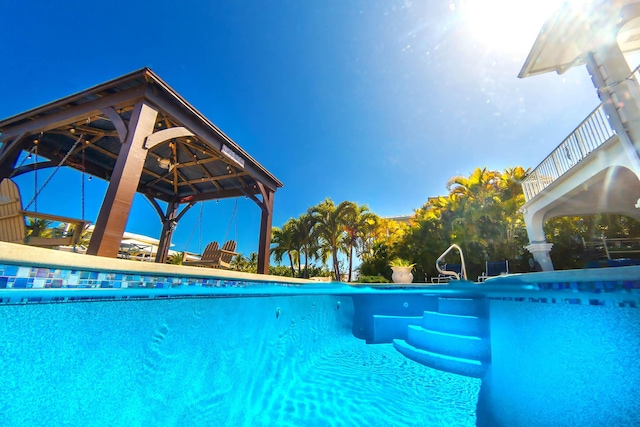 view of pool with a gazebo