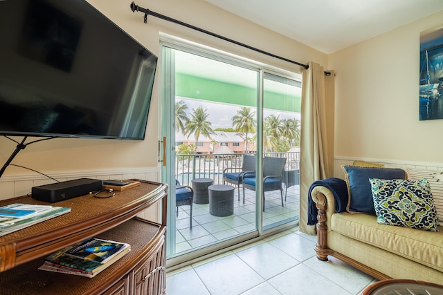 view of tiled living room