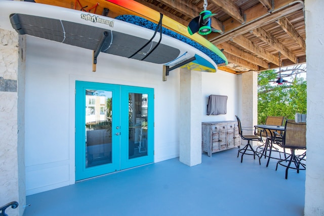 view of patio featuring french doors