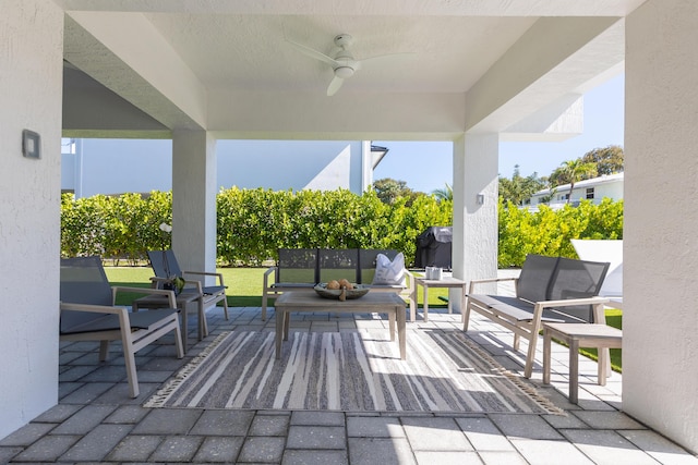 view of patio / terrace featuring outdoor lounge area and ceiling fan