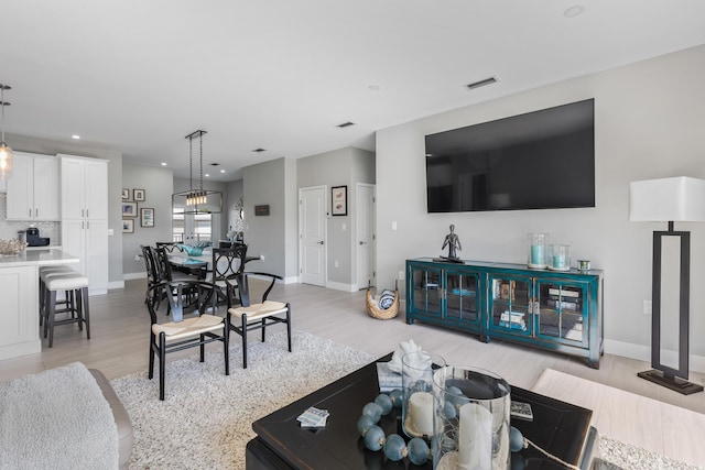 living room featuring light hardwood / wood-style floors