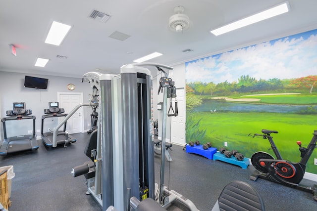 workout area featuring visible vents