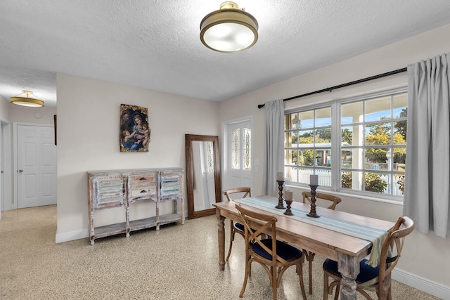 dining space with a textured ceiling and a healthy amount of sunlight