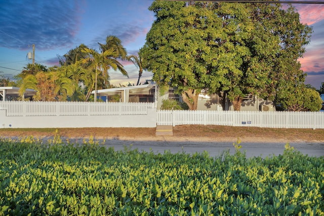 view of yard at dusk