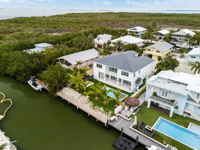 bird's eye view featuring a water view