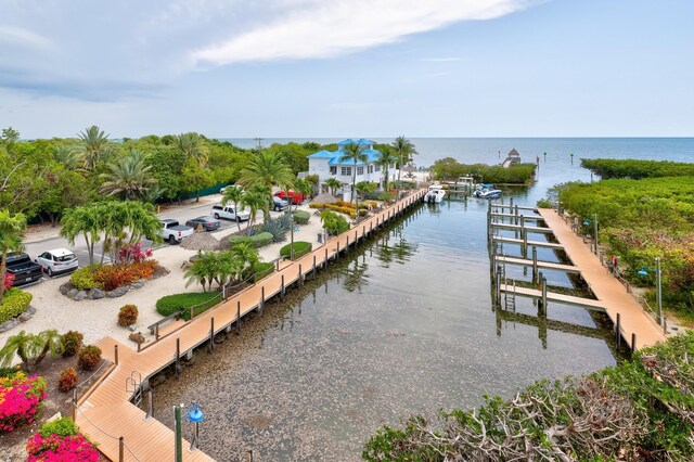 view of dock featuring a water view