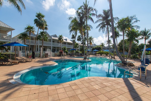 view of pool with a patio area