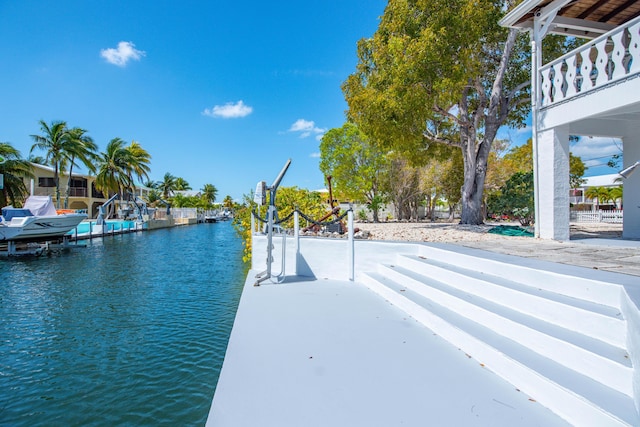 exterior space featuring a boat dock