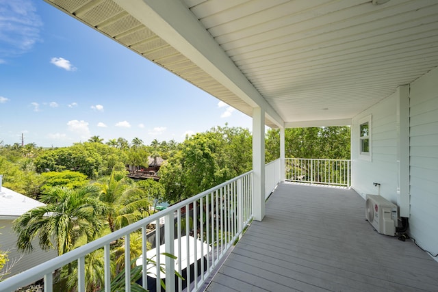 wooden terrace with ac unit