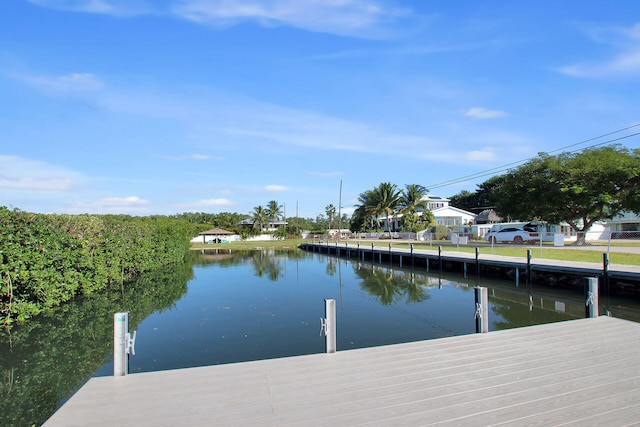 view of dock featuring a water view