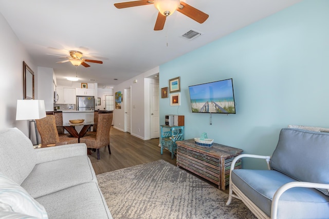 620 Thomas St Unit 190, Key West, FL 33040 - living room featuring hardwood / wood-style flooring and ceiling fan