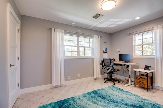 view of tiled home office