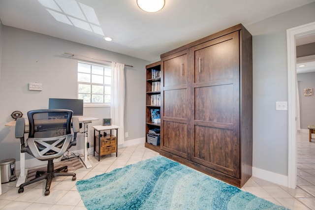 office area featuring light tile patterned floors