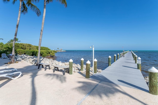 dock area featuring a water view