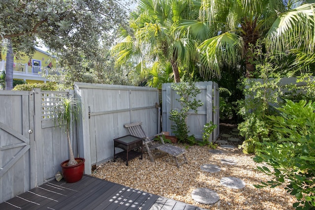 view of yard with a gate and fence