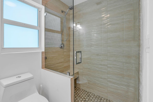 bathroom featuring toilet and walk in shower