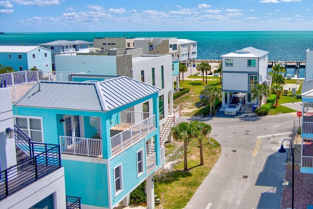 bird's eye view featuring a water view