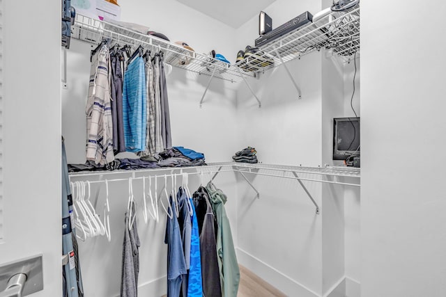 walk in closet featuring hardwood / wood-style flooring