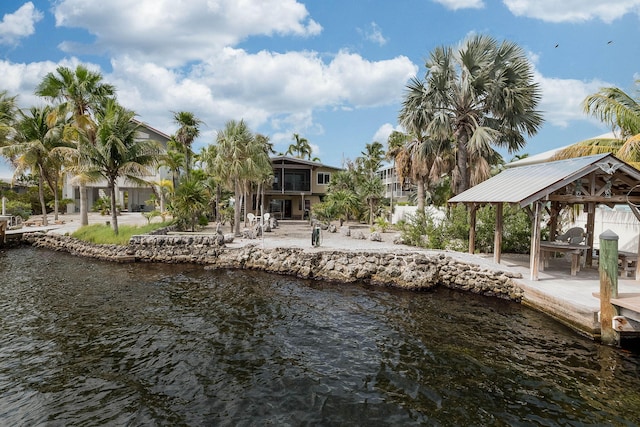 794 Narragansett Ln, Key Largo, FL 33037 - dock area with a gazebo and a water view