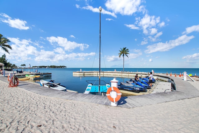 view of dock featuring a water view