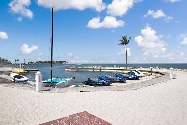 water view with a boat dock