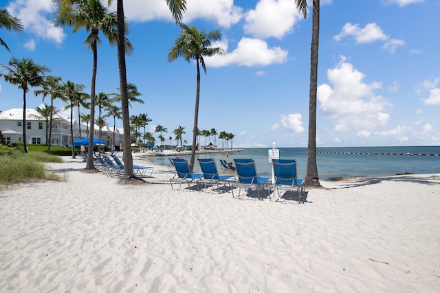 property view of water featuring a view of the beach