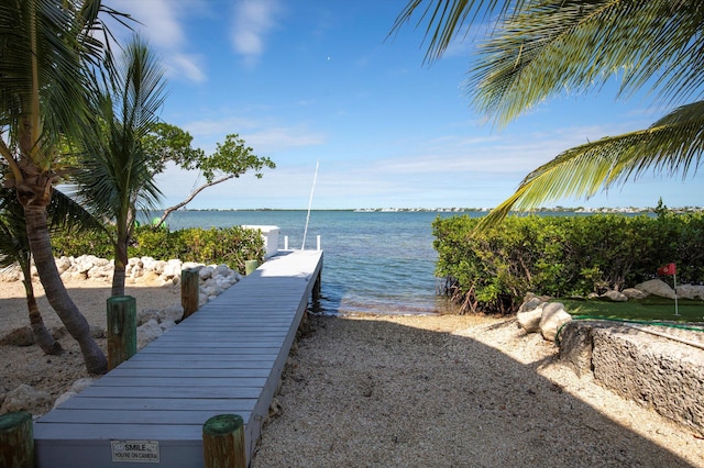 view of dock featuring a water view