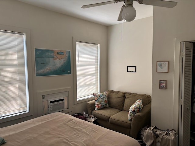 1428 Virginia St, Key West, FL 33040 - bedroom with ceiling fan and a wall mounted air conditioner