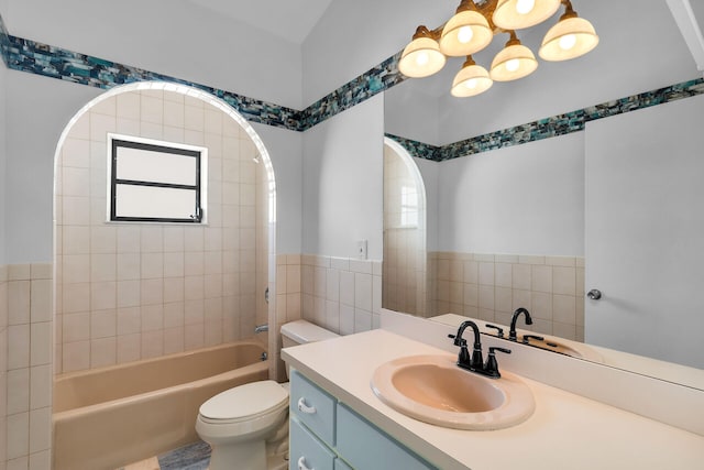 3667 S Seas St, Big Pine, FL 33043 - bathroom featuring vanity, toilet, washtub / shower combination, and a chandelier