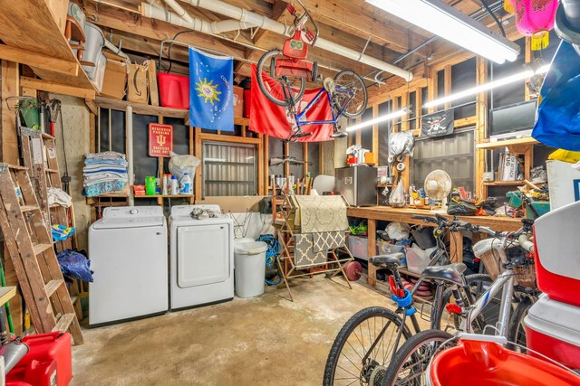 basement featuring separate washer and dryer