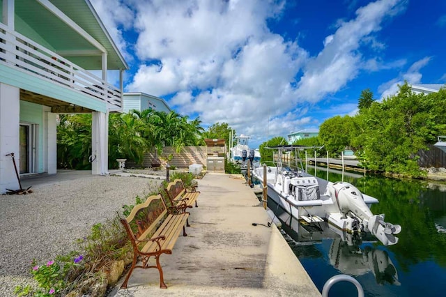 view of dock featuring a water view