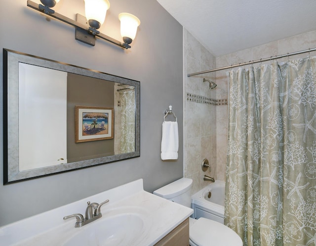 full bathroom featuring vanity, toilet, and shower / bath combo with shower curtain