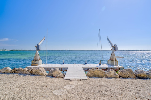 property view of water with a boat dock