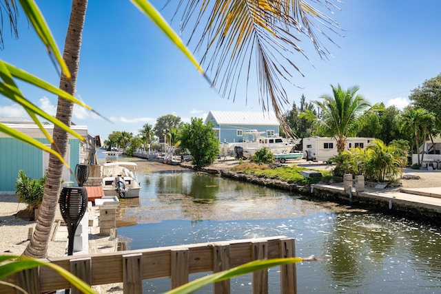 view of dock featuring a water view