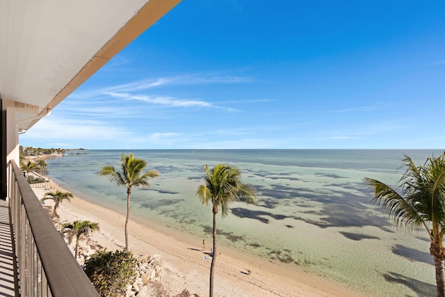 property view of water featuring a view of the beach