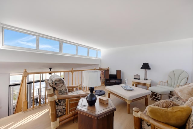 living area featuring light wood-style flooring