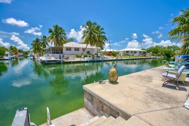 view of dock featuring a water view