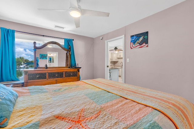 bedroom featuring ceiling fan