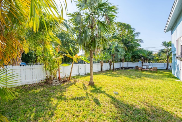 view of yard featuring a fenced backyard