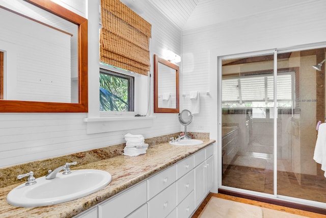 89251 Old Hwy, Islamorada, FL 33070 - full bathroom with double vanity and a shower stall