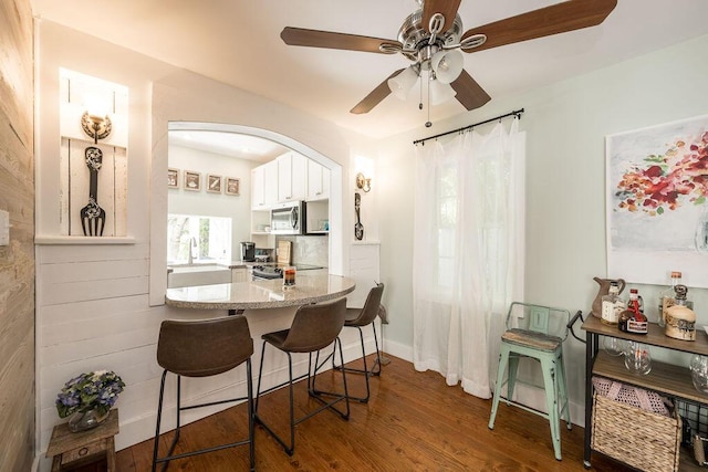 421 United St, Key West, FL 33040 - dining room with dark hardwood / wood-style flooring, sink, and ceiling fan