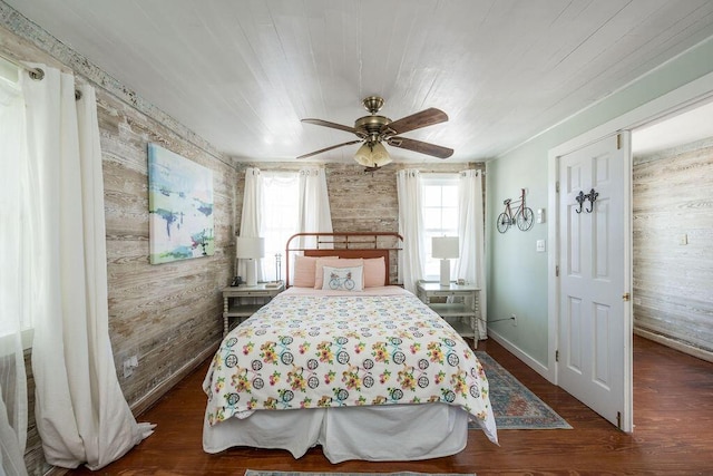 421 United St, Key West, FL 33040 - bedroom featuring multiple windows, dark hardwood / wood-style flooring, and wooden ceiling