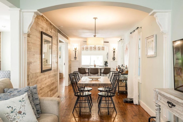 421 United St, Key West, FL 33040 - dining room featuring dark hardwood / wood-style flooring and ornate columns