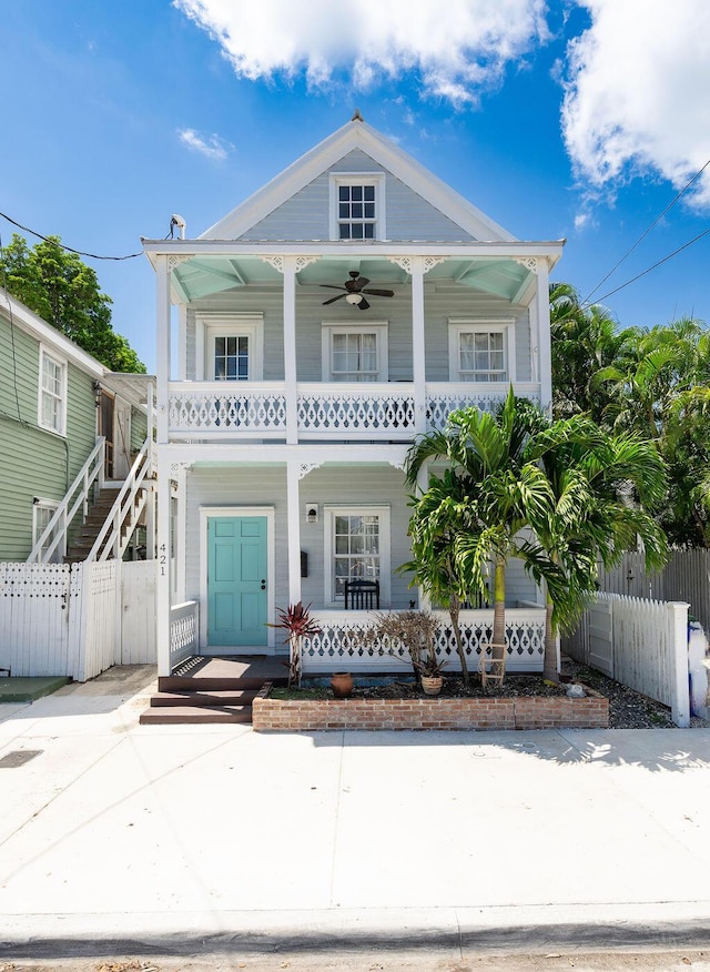 421 United St, Key West, FL 33040 - view of front facade with ceiling fan and covered porch