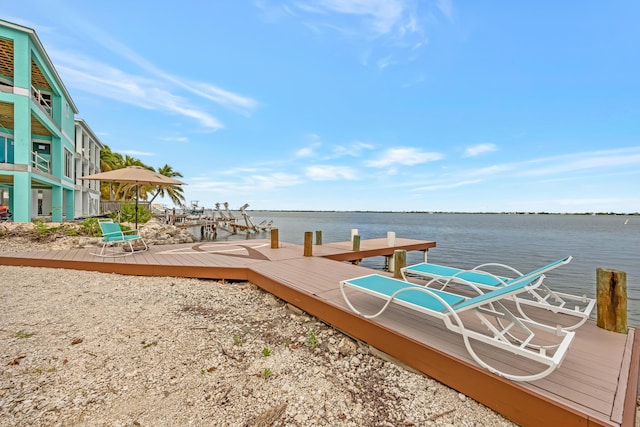 dock area featuring a water view